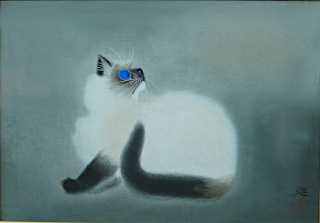 加山又造「猫」木版 石森画廊 加山又造「猫」木版 石森画廊